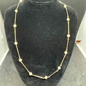 9ct gold and natural pearl bar necklace