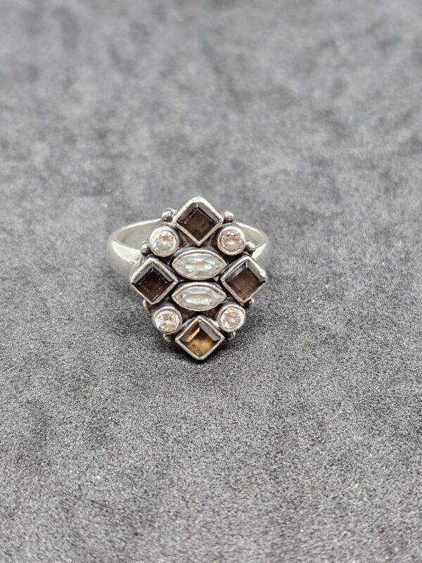 Citrine Cluster Silver Ring - Image 4