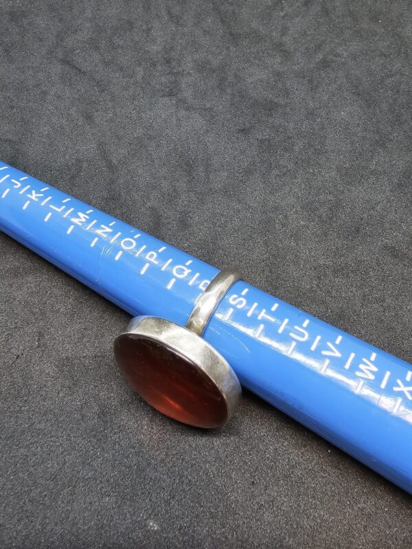Large Round Amber Silver Ring - Image 4