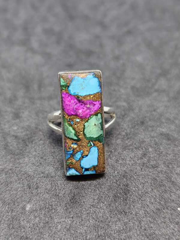 Copper Turquoise Rectangle Ring - Image 2
