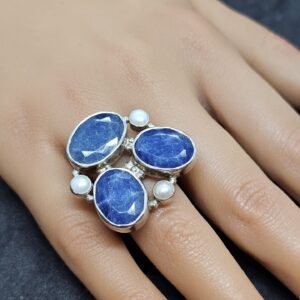 Lapis Lazuli Organic Silver Ring