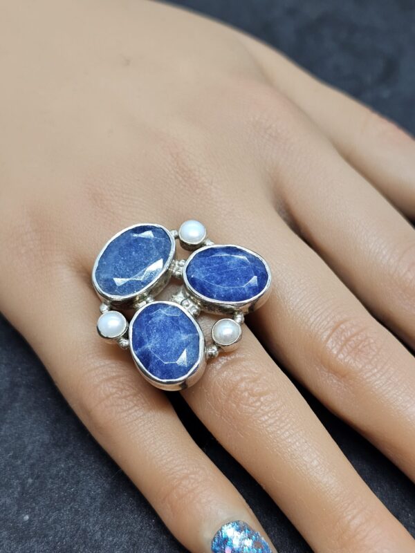 Lapis Lazuli Organic Silver Ring