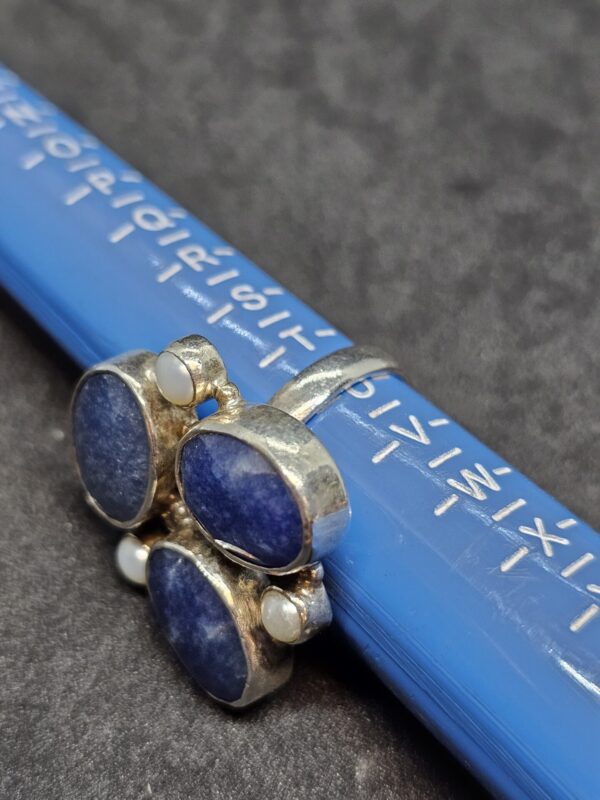 Lapis Lazuli Organic Silver Ring - Image 3
