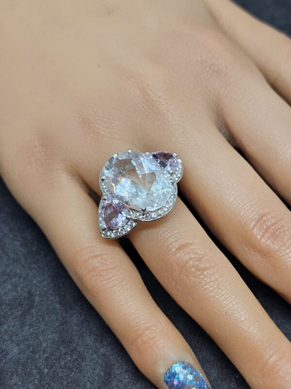Aquamarine Amethyst Silver Ring