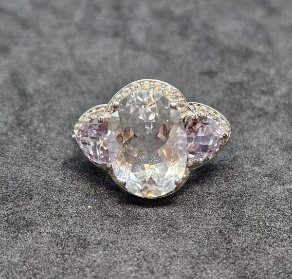 Aquamarine Amethyst Silver Ring - Image 5
