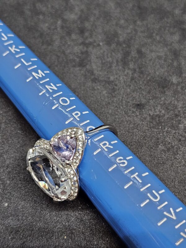 Aquamarine Amethyst Silver Ring - Image 4