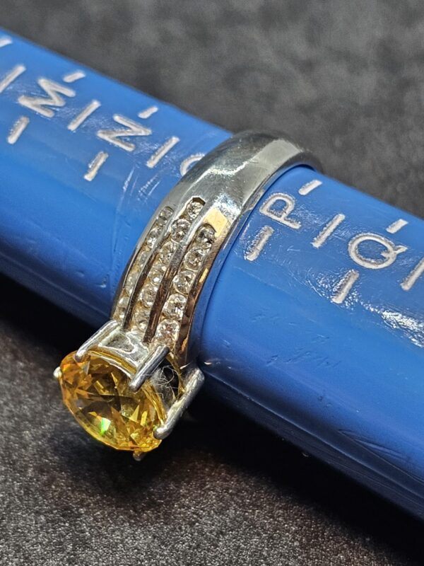 Yellow Stone Silver Ring - Image 4