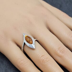 Amber Silver Ring