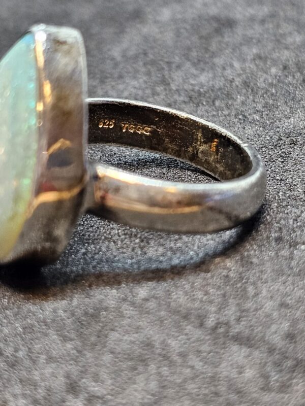 Simulated Opal Teardrop Silver Ring - Image 3