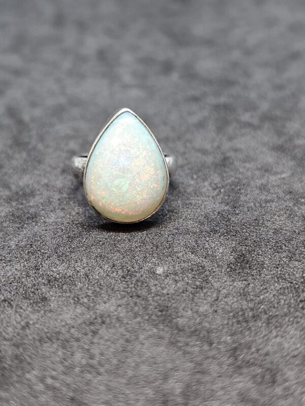 Simulated Opal Teardrop Silver Ring - Image 4