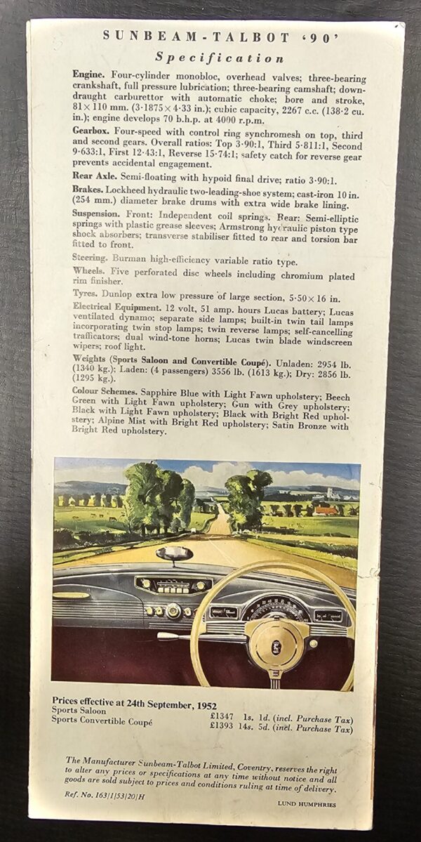 The new 90 m.p.h. Sunbeam-Talbot '90' Brochure - Image 2