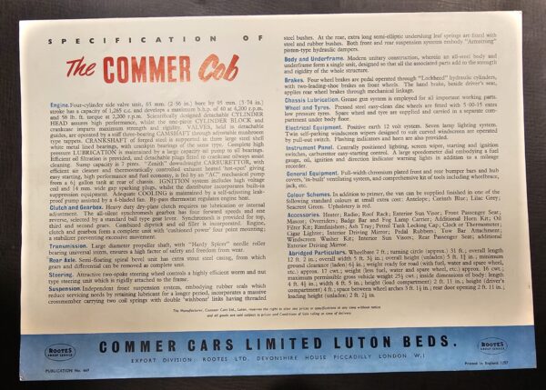 The Commer Cob Light Van Brochure - Image 3