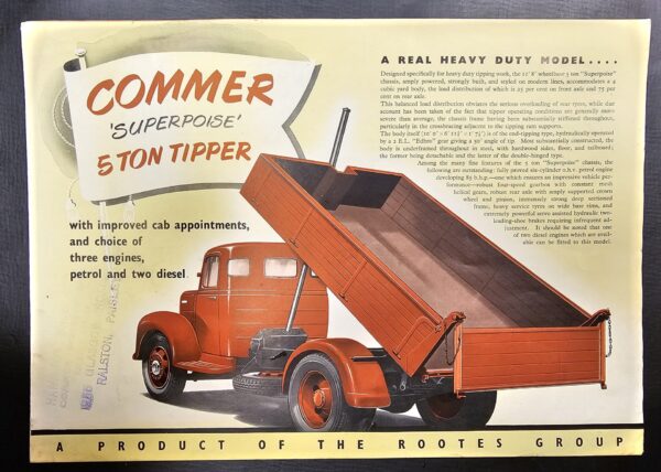 Commer 'Superpoise' 5 ton Tipper Brochure