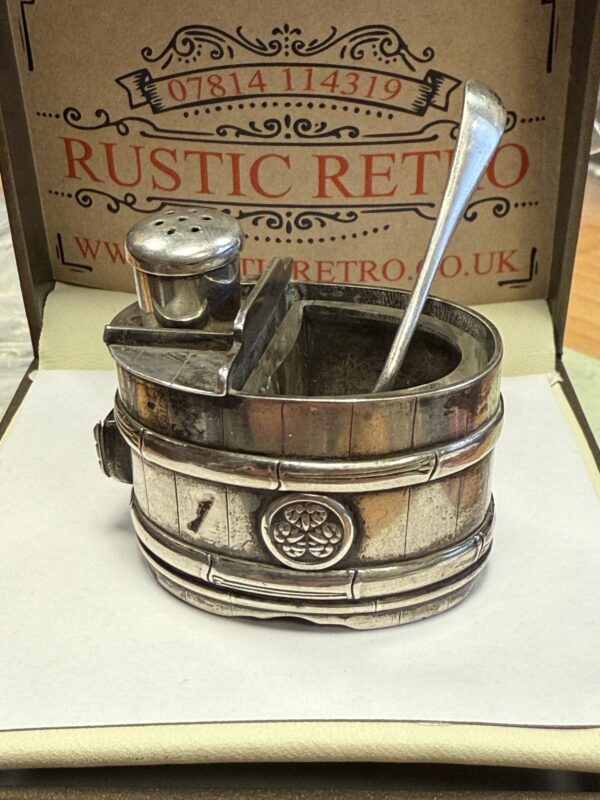 Japanese sterling silver miniature salt and pepper cellar
