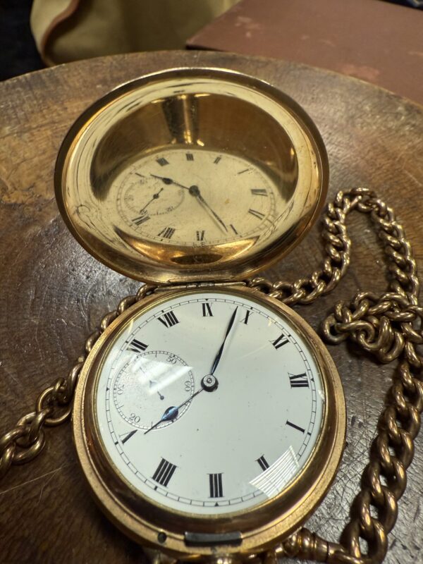 14ct gold filled pocket watch and chain - Image 3