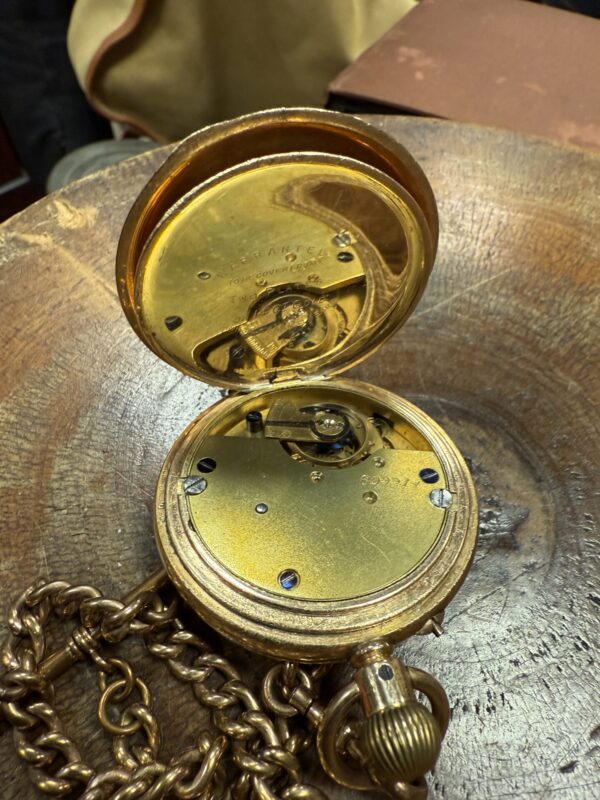 14ct gold filled pocket watch and chain - Image 6