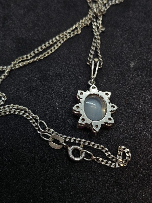 Moonstone and Ruby pendant silver necklace - Image 3