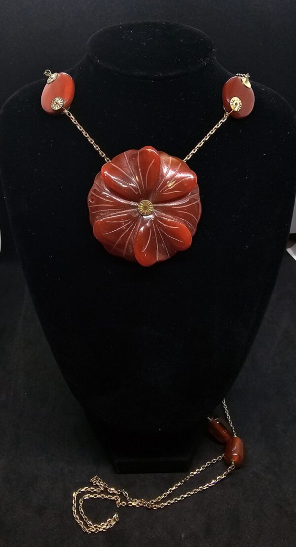 Carnelian bead statement necklace