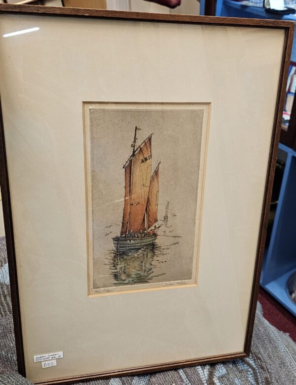 Jackson Simpson Three Fishers Handcoloured Etching