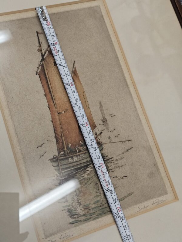 Jackson Simpson Three Fishers Handcoloured Etching - Image 5