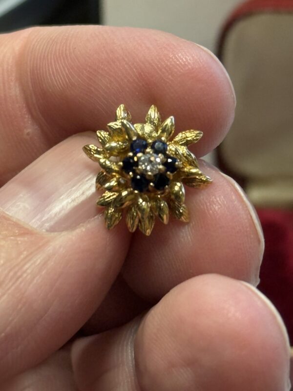 18ct gold sapphire and diamond earrings vintage - Image 5