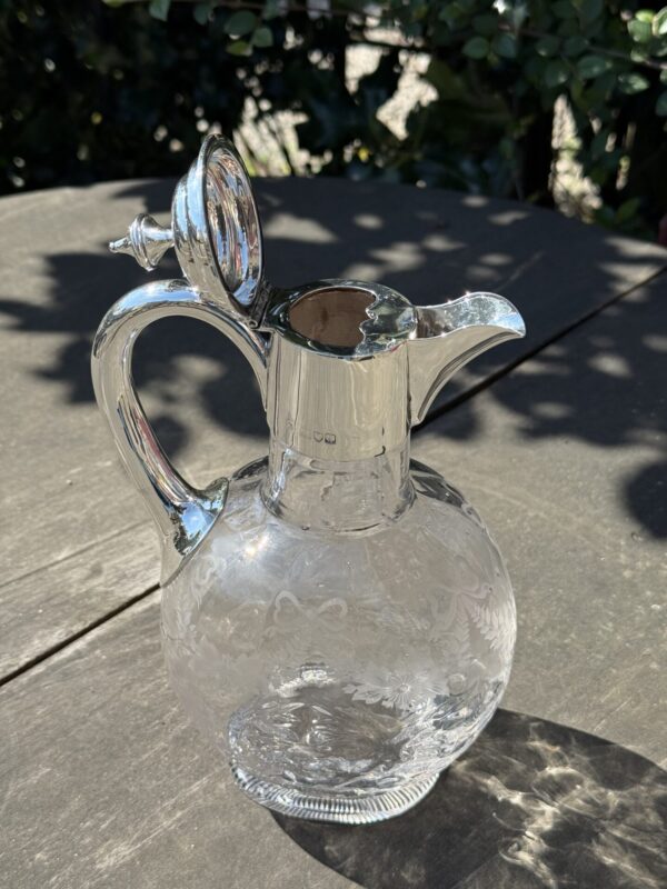 William comyns late Victorian wine claret jug sterling silver top - Image 3