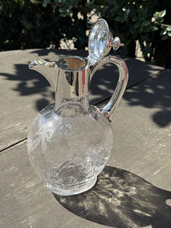 William comyns late Victorian wine claret jug sterling silver top - Image 5
