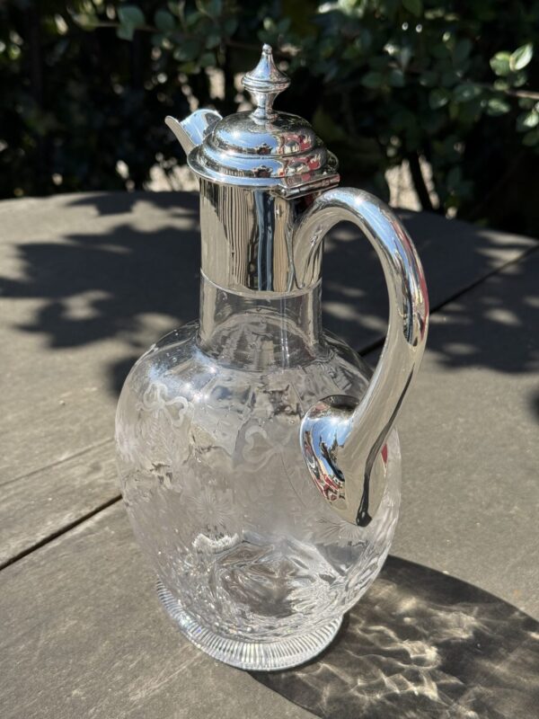 William comyns late Victorian wine claret jug sterling silver top - Image 6