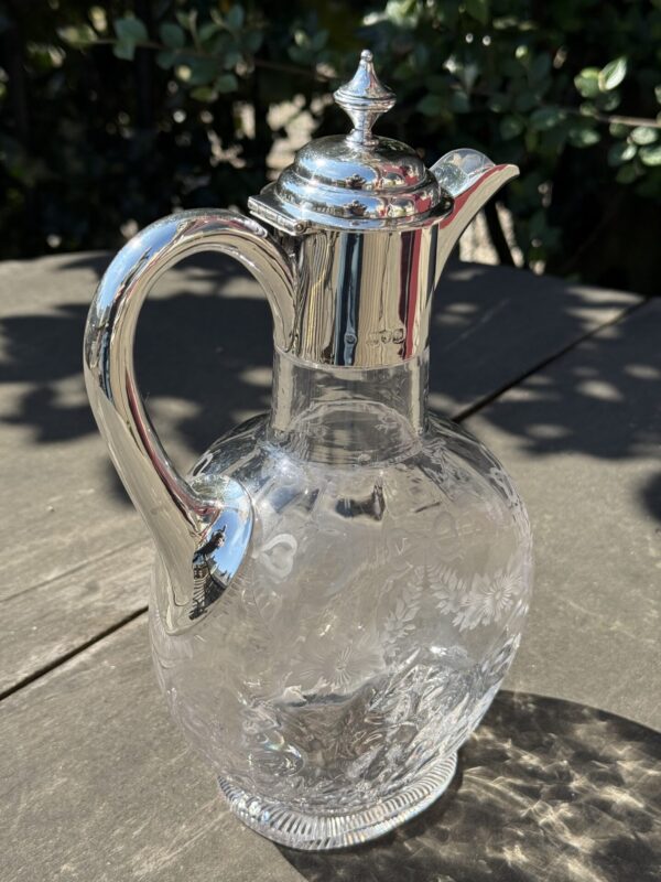 William comyns late Victorian wine claret jug sterling silver top - Image 8