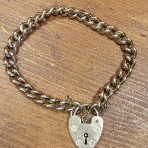 9ct Curb Chain & Heart Padlock Bracelet