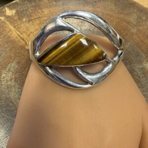 Large tiger eye and Mexican silver bangle