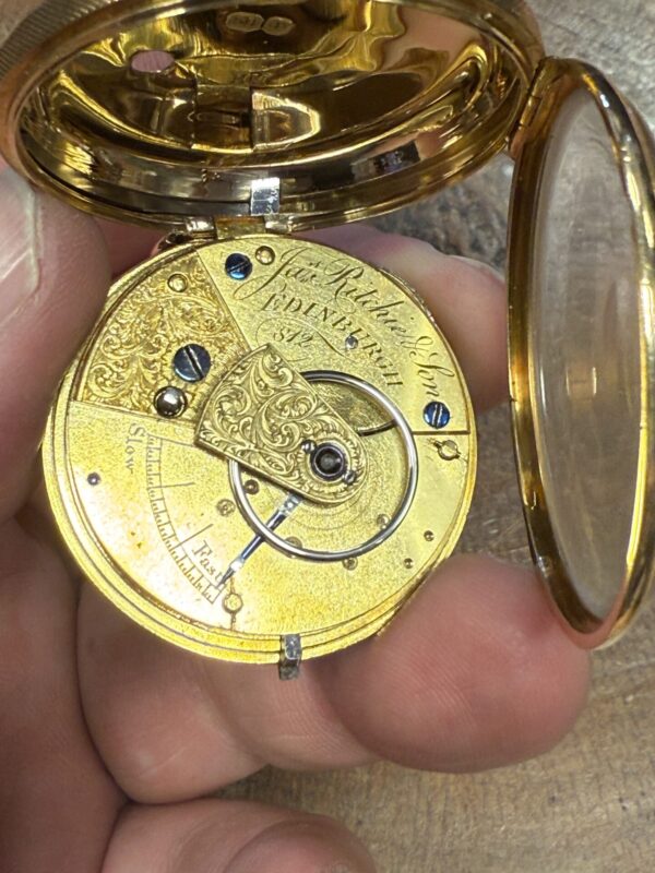 18ct gold j Ritchie and sons Edinburgh pocket watch - Image 5