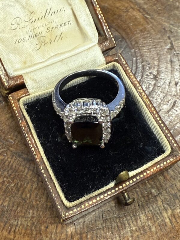 14ct white gold diamond and tourmaline ladies ring - Image 9