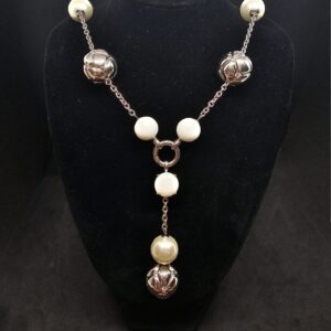 Silver and White statement necklace