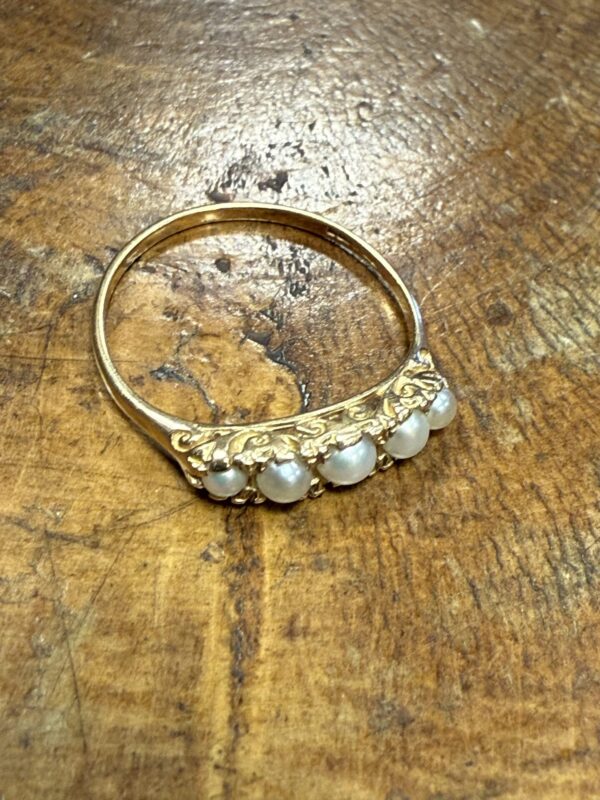 Pearl set 9ct gold ladies ring - Image 3
