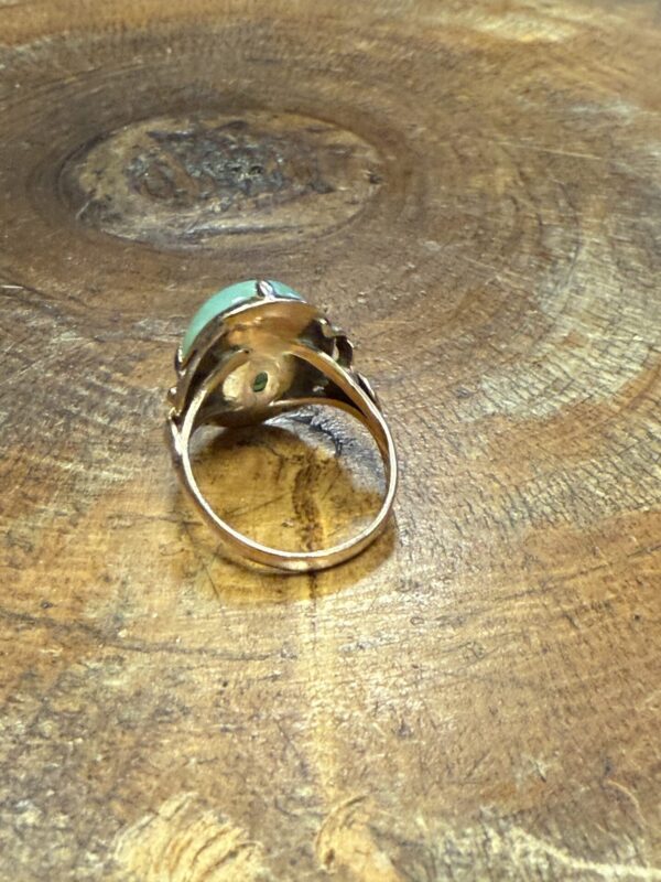 14ct gold vintage jade ladies ring - Image 4