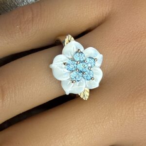10ct gold blue topaz and mop ring