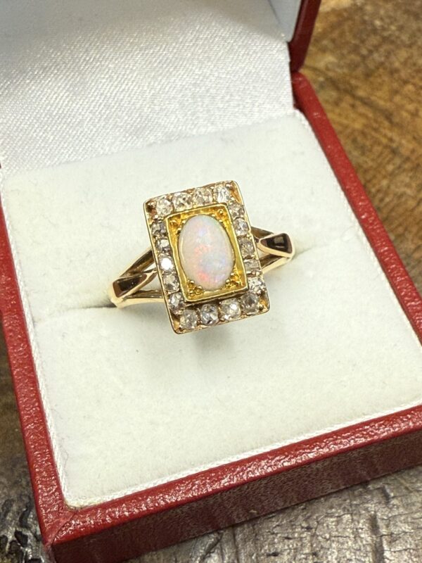 Art deco 18ct gold opal and diamond ring - Image 3