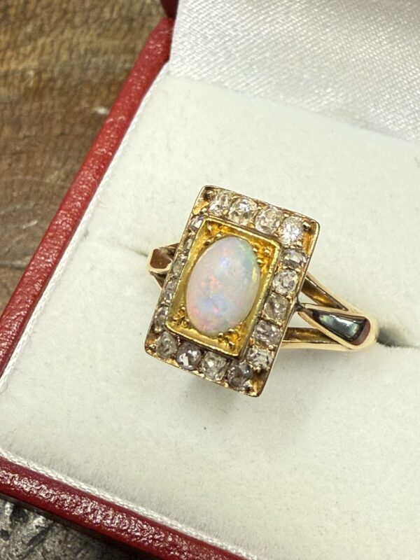 Art deco 18ct gold opal and diamond ring - Image 4