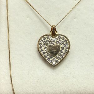 9ct gold stone set heart and chain
