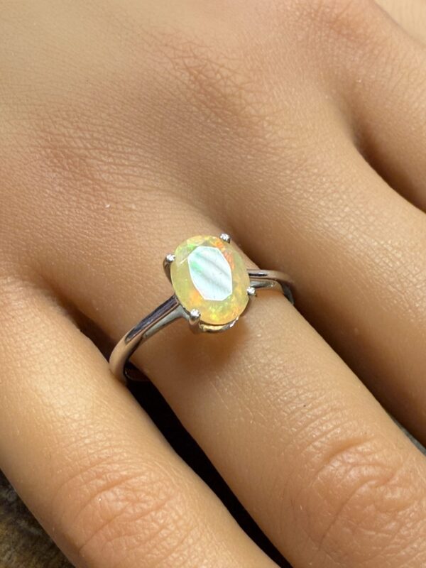 9ct white gold Ethiopian opal solitaire