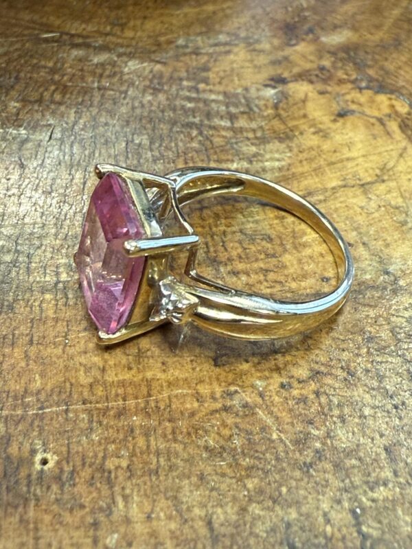Pink topaz and diamond ladies ring - Image 4