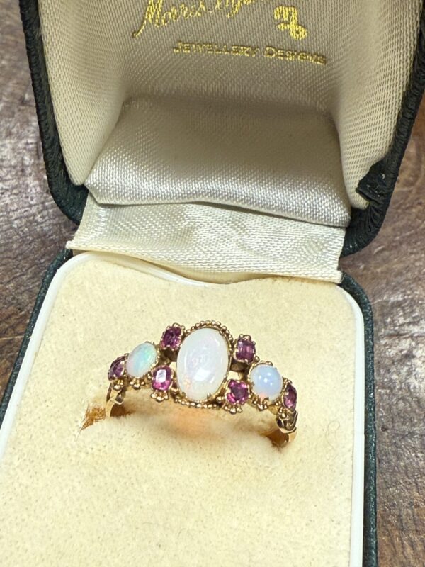 15ct ruby and opal antique ladies ring - Image 3
