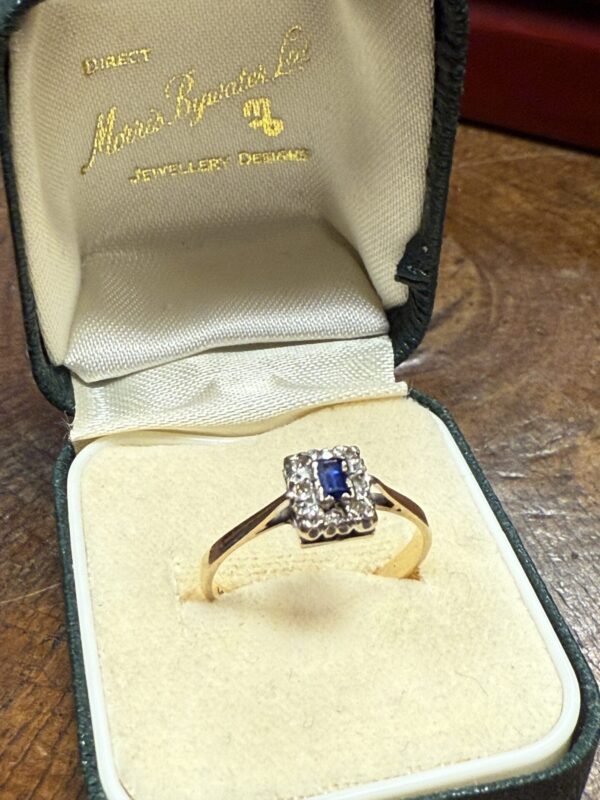 Diamond and sapphire 9ct gold art deco style ring - Image 4