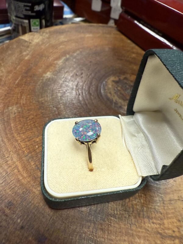 9ct gold black opal ladies ring - Image 6