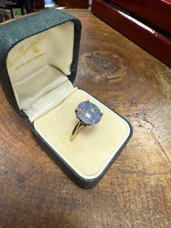 9ct gold black opal ladies ring - Image 7