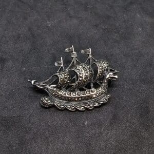 Marcasite Galleon Brooch