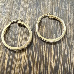 Gem set 9ct gold hoop earrings