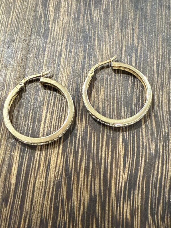 Gem set 9ct gold hoop earrings