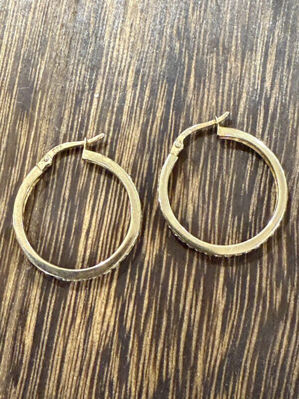 Gem set 9ct gold hoop earrings - Image 2
